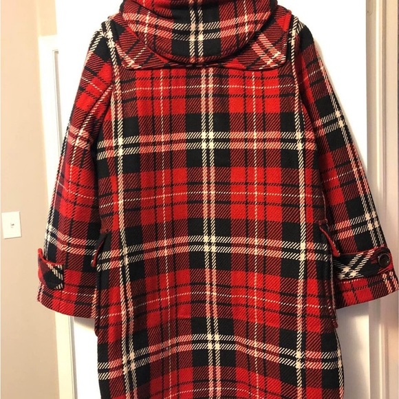 ELAND wool plaid red & black& white winter coat / jacket for women - Picture 2 of 9